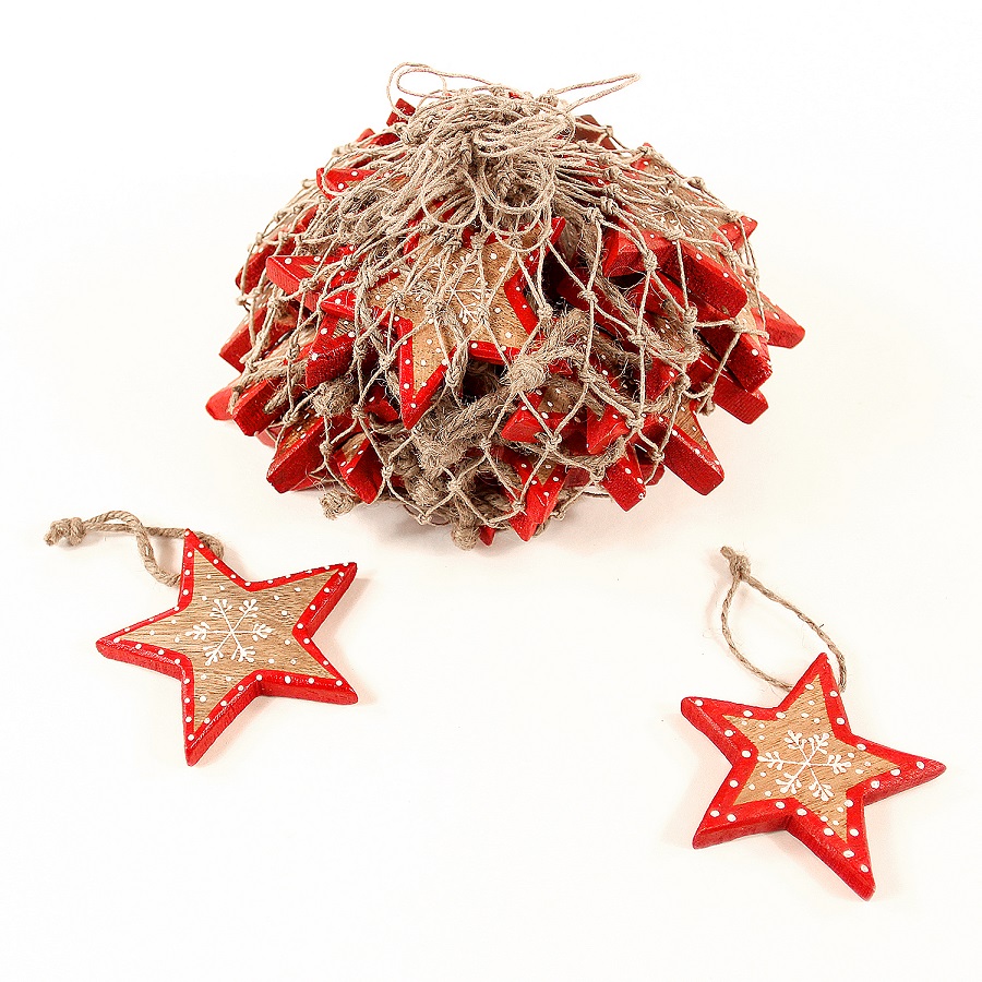 en_ny0005 Украшения подвесные christmas stars, деревянные, в сетке, 30 шт. EnjoyMe  - Вид №1