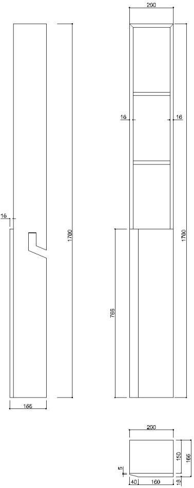 Ponte Giulio Навесной шкаф для ванной комнаты высокий из мдф Hug sun-id-1452490 - Вид №4