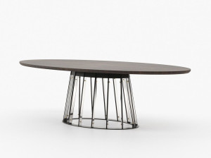 Овальный обеденный стол из нержавеющей стали и дерева