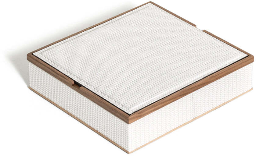 Квадратная коробка Астрея - 26,5X26,5XH7 см / тканая кожа_кофе