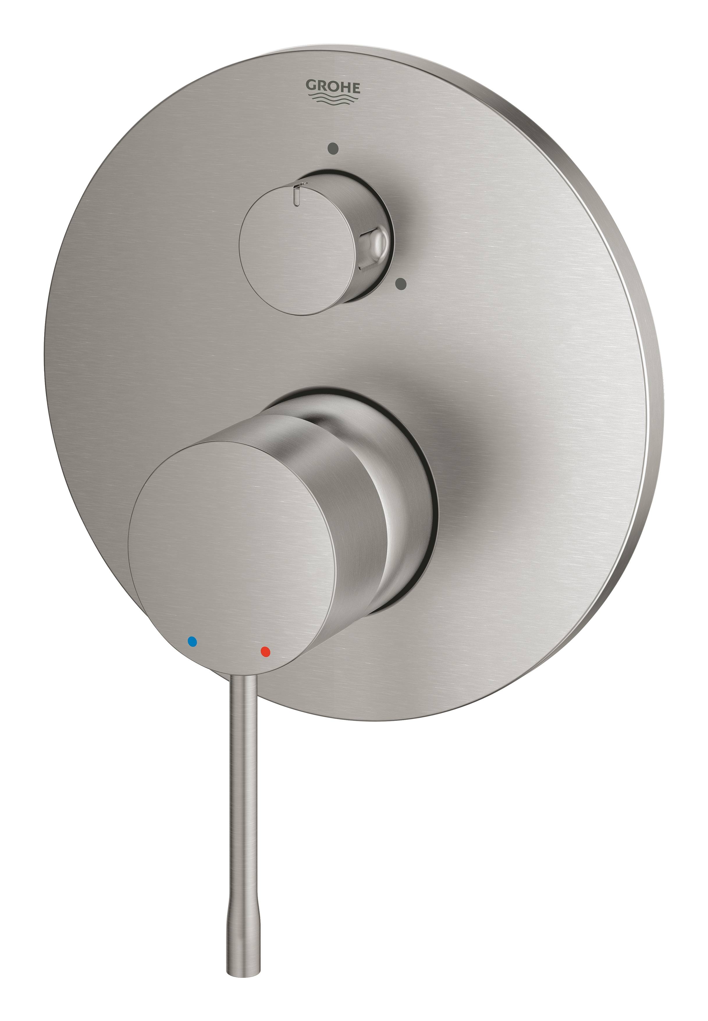 Внешняя часть смесителя для ванны GROHE Essence с переключателем на 3 положения, суперсталь (24092DC1) - Вид №1