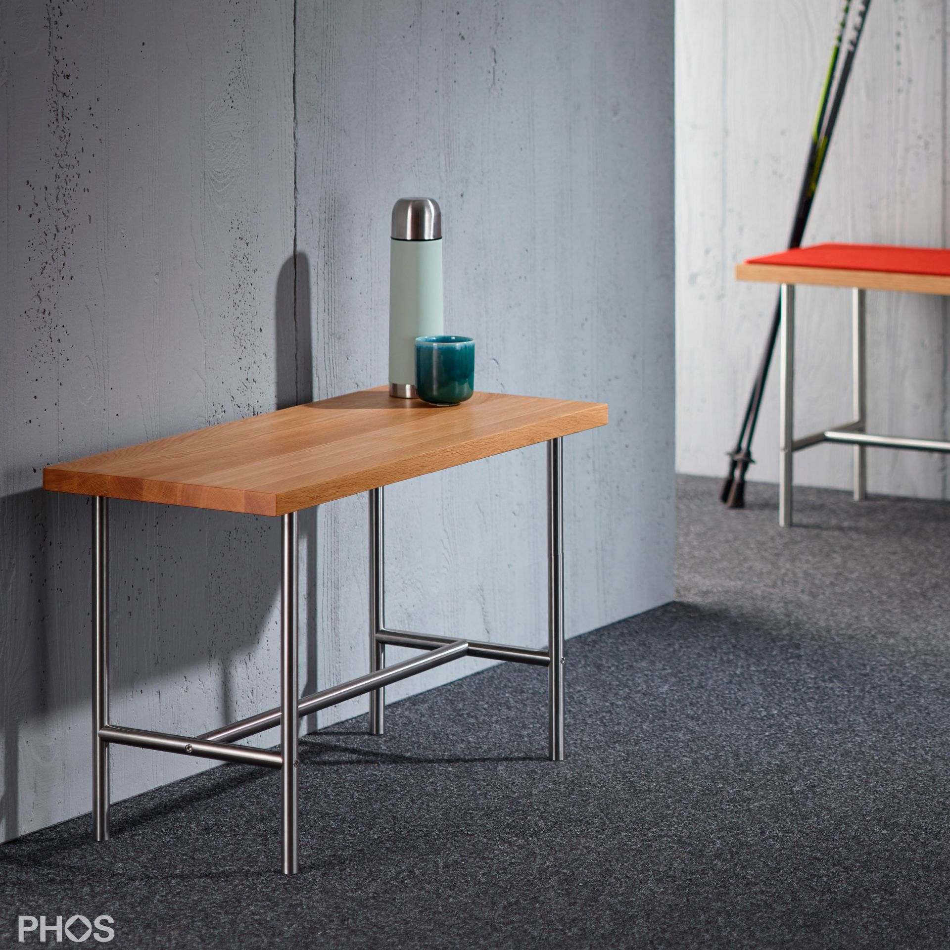 SiB800-Eiche Скамья с сиденьем из массива дуба, ширина 95 см. PHOS  - Вид №3