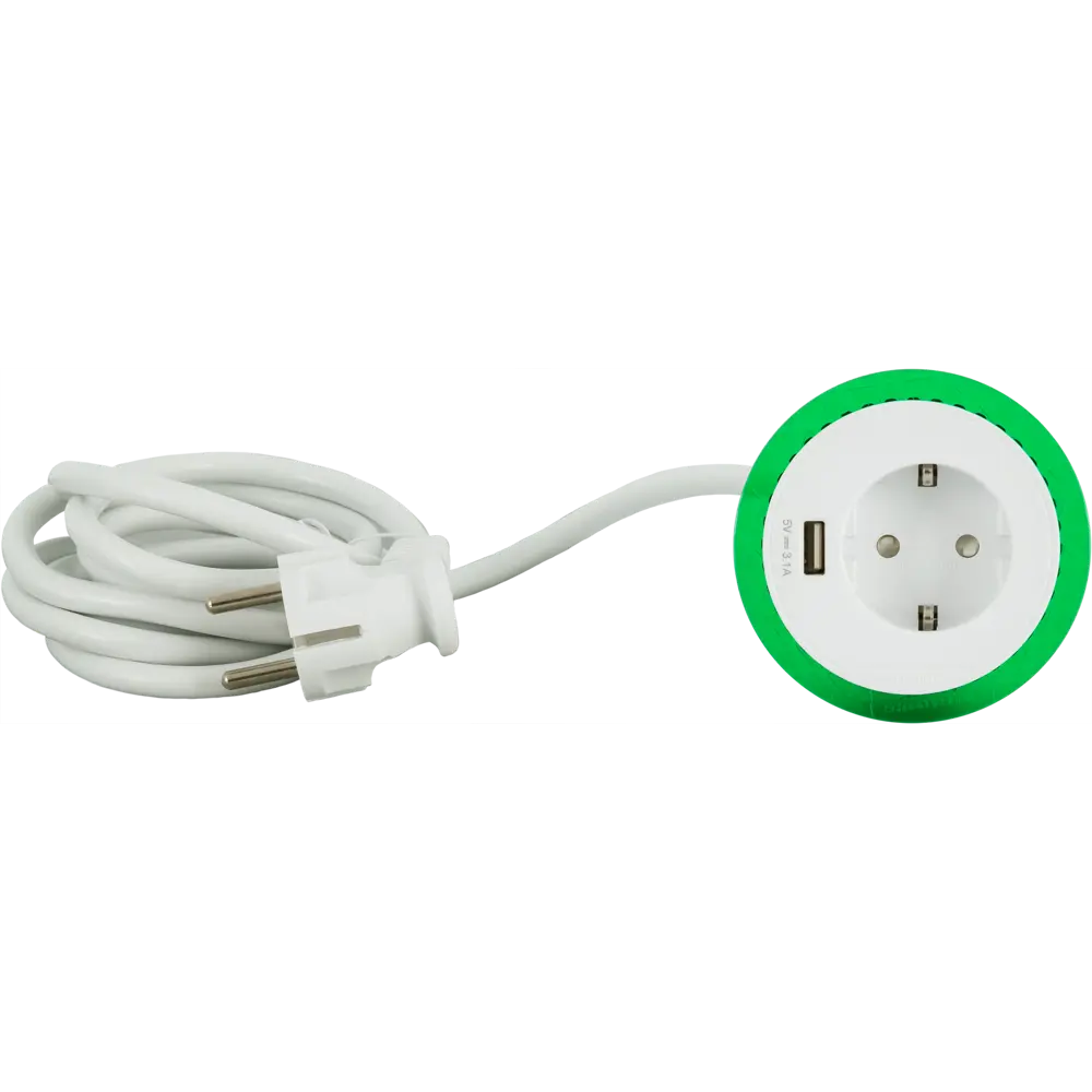 Розетка встраиваемая в столешницу Schneider Unica System 1 розетка с заземлением 1 USB 2 м 3670 Вт цвет белый 82401603 STLM-2196990 SYSTEME ELECTRIC 