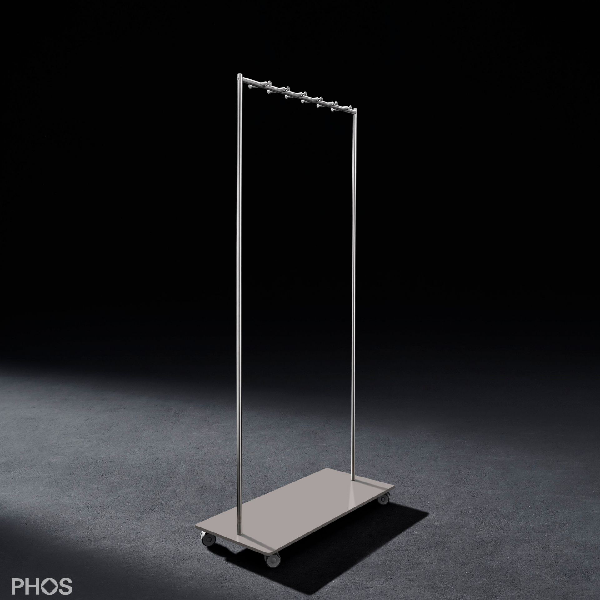 GW2 Гардеробная тележка Twin Pur с 12 крючками для одежды, основание: серое. PHOS  - Вид №1