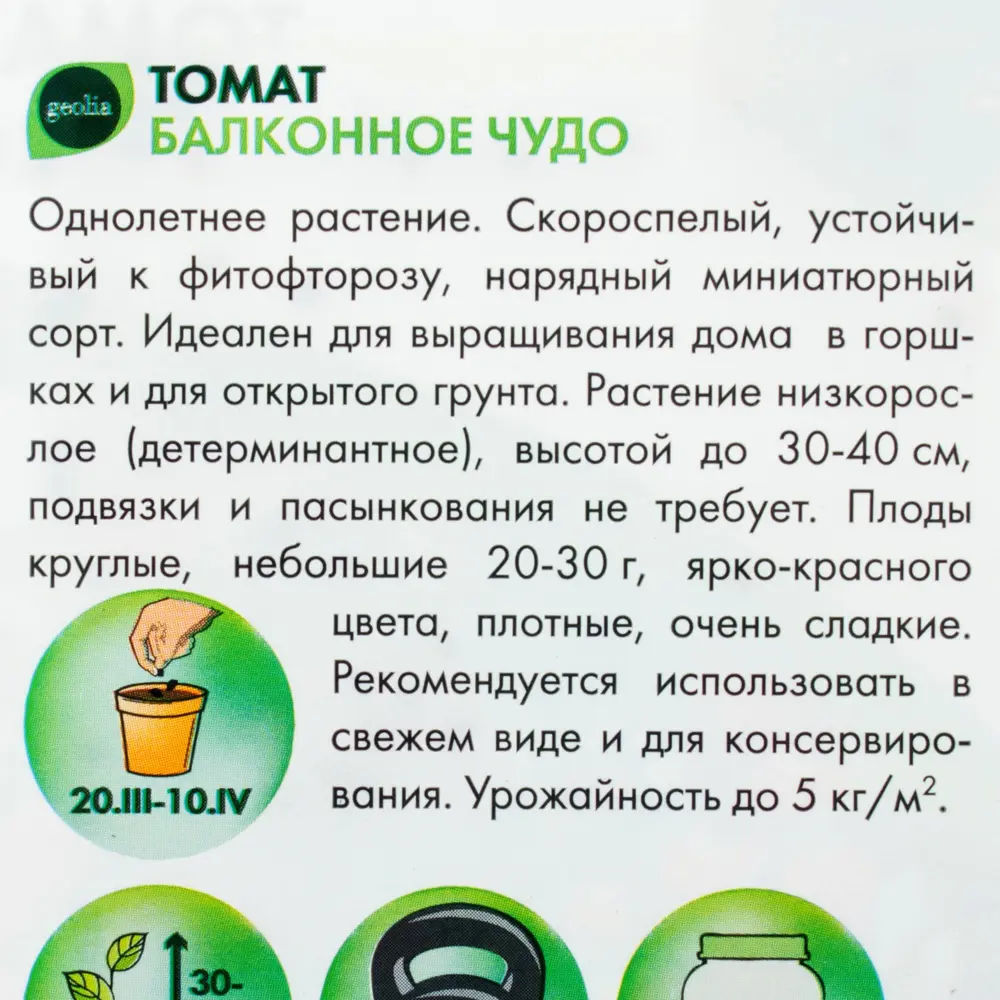 Томат Балконное чудо GEOLIA - миниатюрный сорт для домашнего огорода 17585316 STLM-1445464 - Вид №2