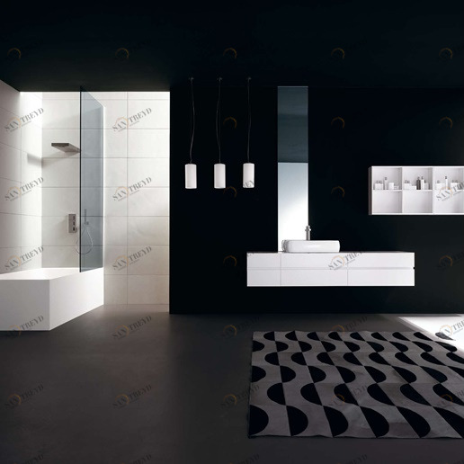 Комбинация ванной комнаты KU 56 в отделке Ring 60 Ceramic / A10 Carrara / L41 Bianco MILLDUE KUBIK KUBIK56