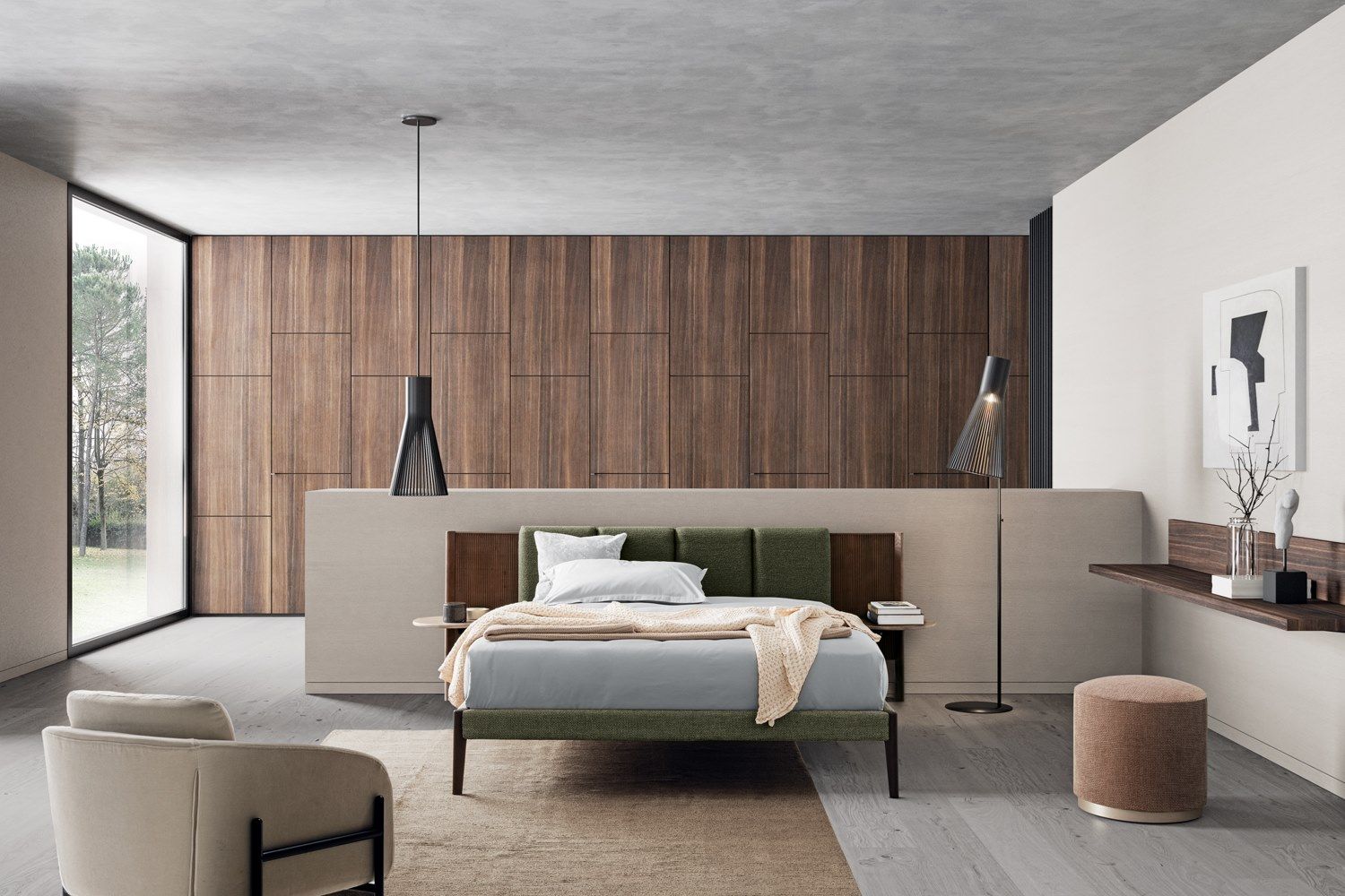 Деревянная двуспальная кровать со встроенными тумбочками Dall'Agnese MILLERIGHE ARCH-00144505 - Вид №3