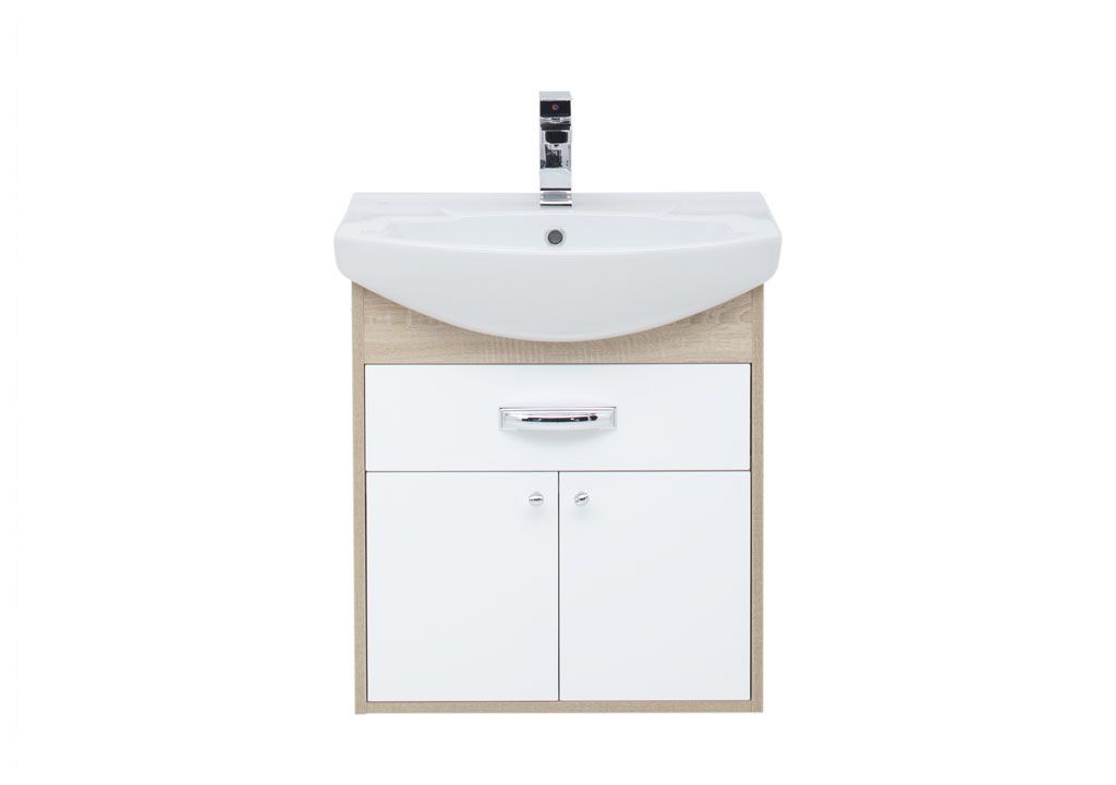 Тумба под раковину Aquanet Грейс 60 дуб сонома/белый (1 ящик, 2 дверцы) 198373 - Вид №2