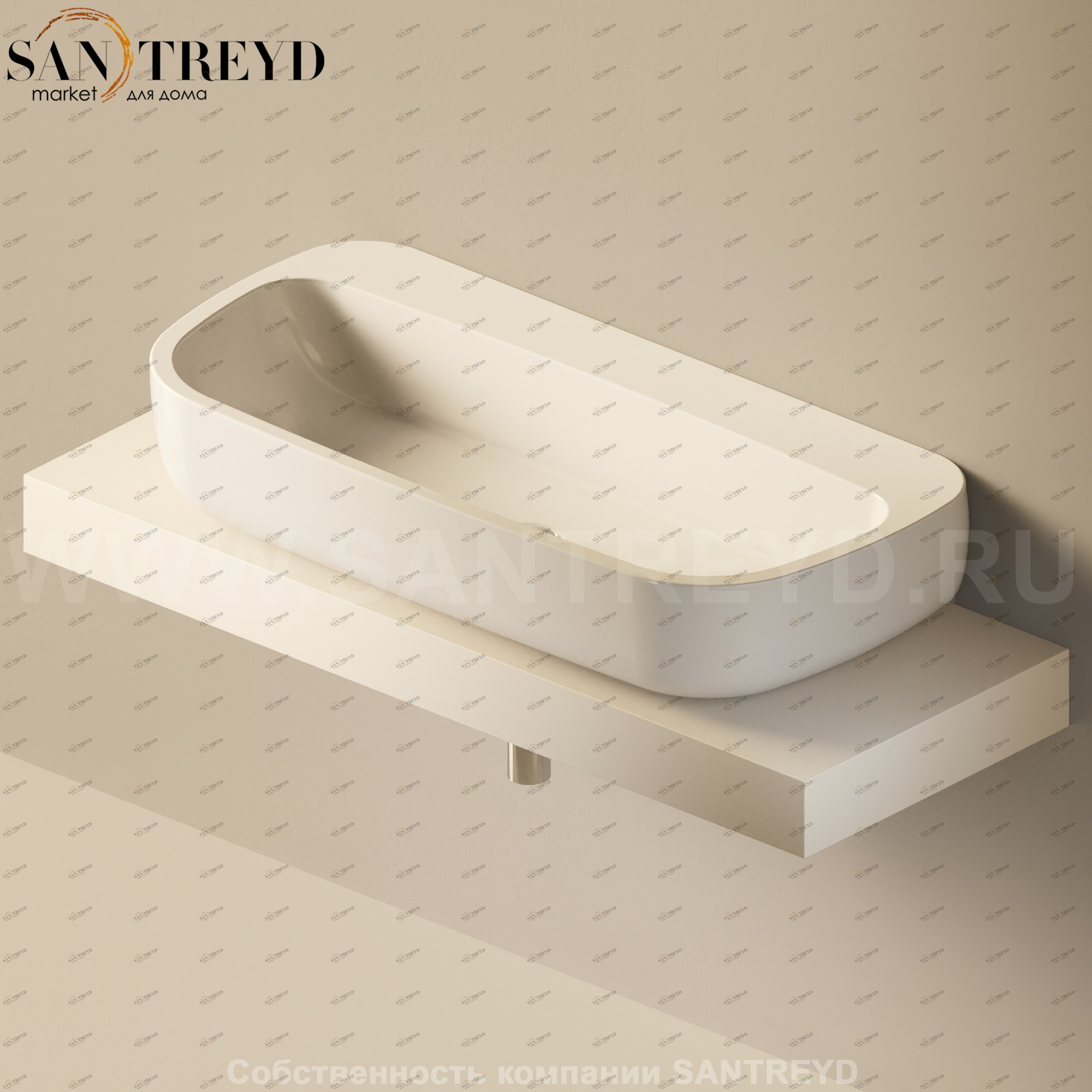 Flaminia FORTY6 Столешница от 120 до 250 см бежевая F6MN100.9003 Ceramica Flaminia F6MN1009003