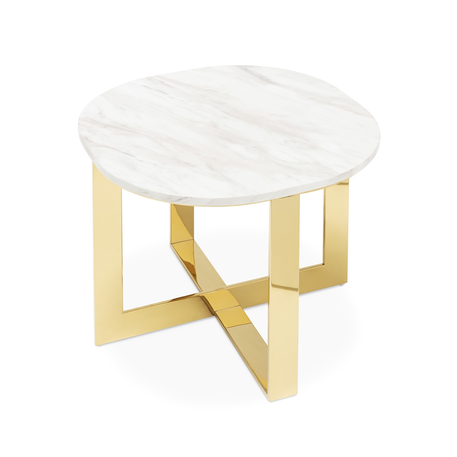 450277-18 ABHIKA Боковой столик GLORY H45 D60 WHITE/GOLD  - Вид №2