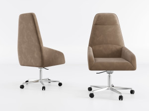 Кожаное вращающееся офисное кресло с высокой спинкой