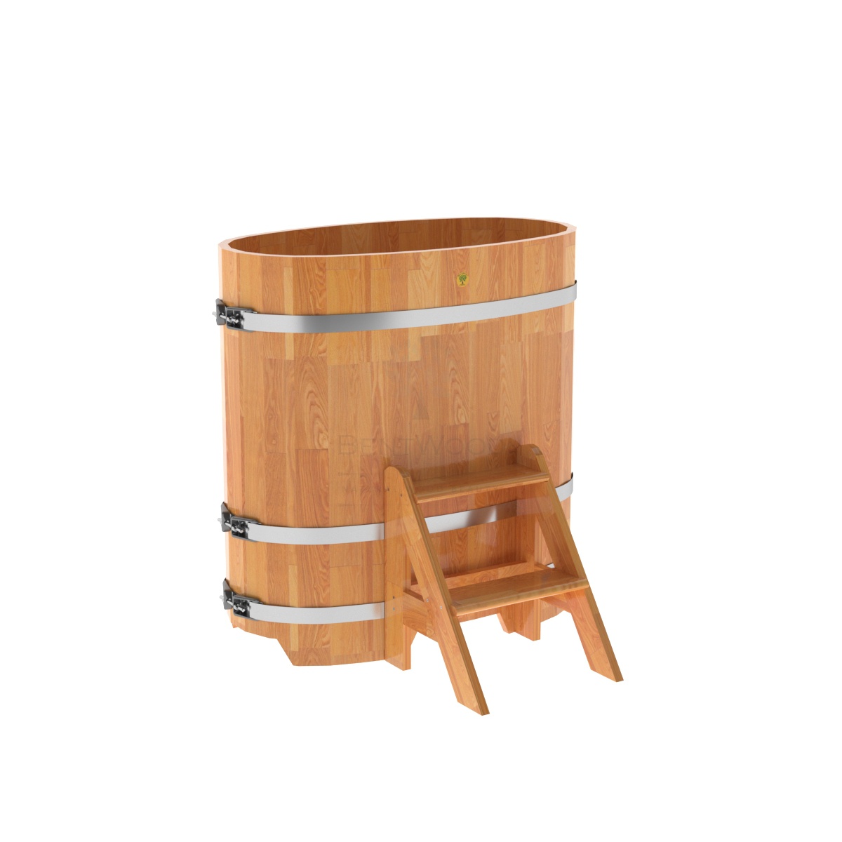 1487 Купель овальная из сращенных ламелей лиственницы 0,59х1,06х1,1 натуральная Alyarus 