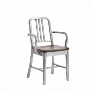 Emeco Стул из алюминия и дерева с подлокотниками 1104 navy®