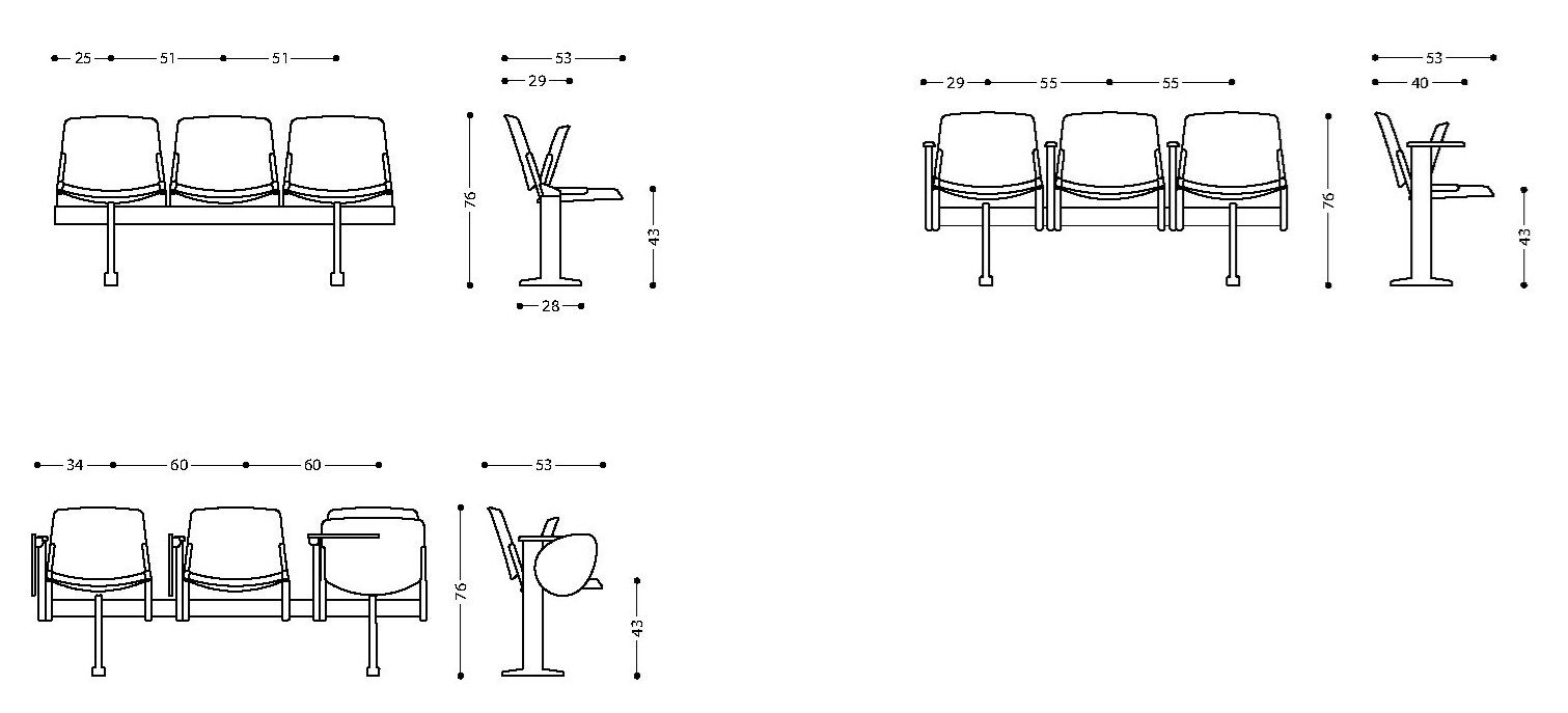 Сиденье на деревянном брусе с подлокотниками с опрокидыванием LAMM New Modulamm ARCH-00022810 - Вид №7