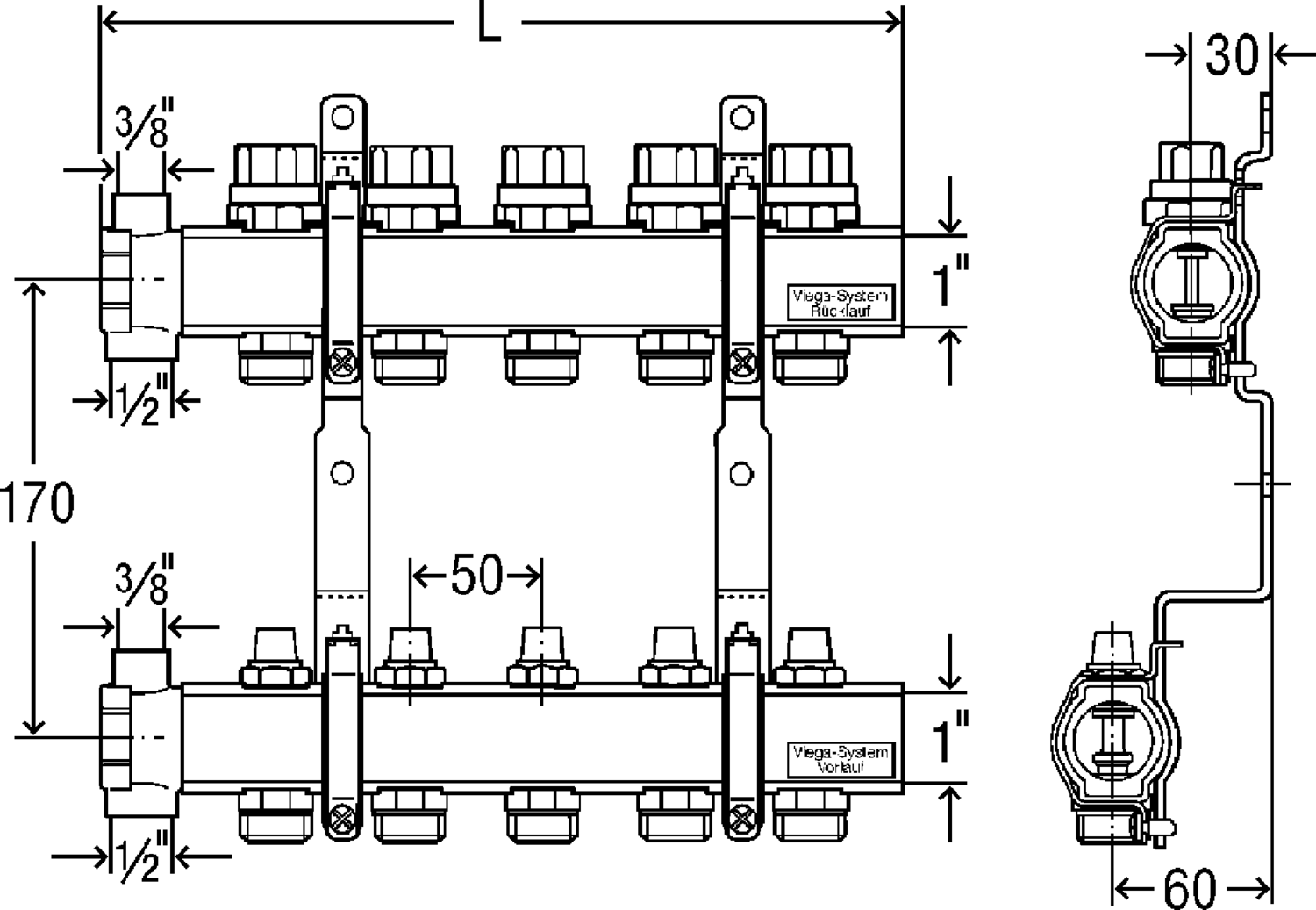 345 075 1) Модель 1002 Трубопроводные системы  Fonterra панельное отопление  Коллекторы  Латунь Santreyd  - Вид №2