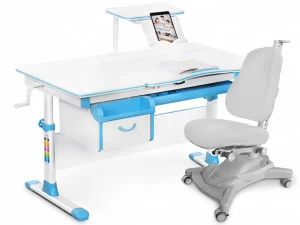 Парта детская Evo-40 с креслом Y-418 G серо-голубая MEALUX EVO  00-3950439 Белый;голубой