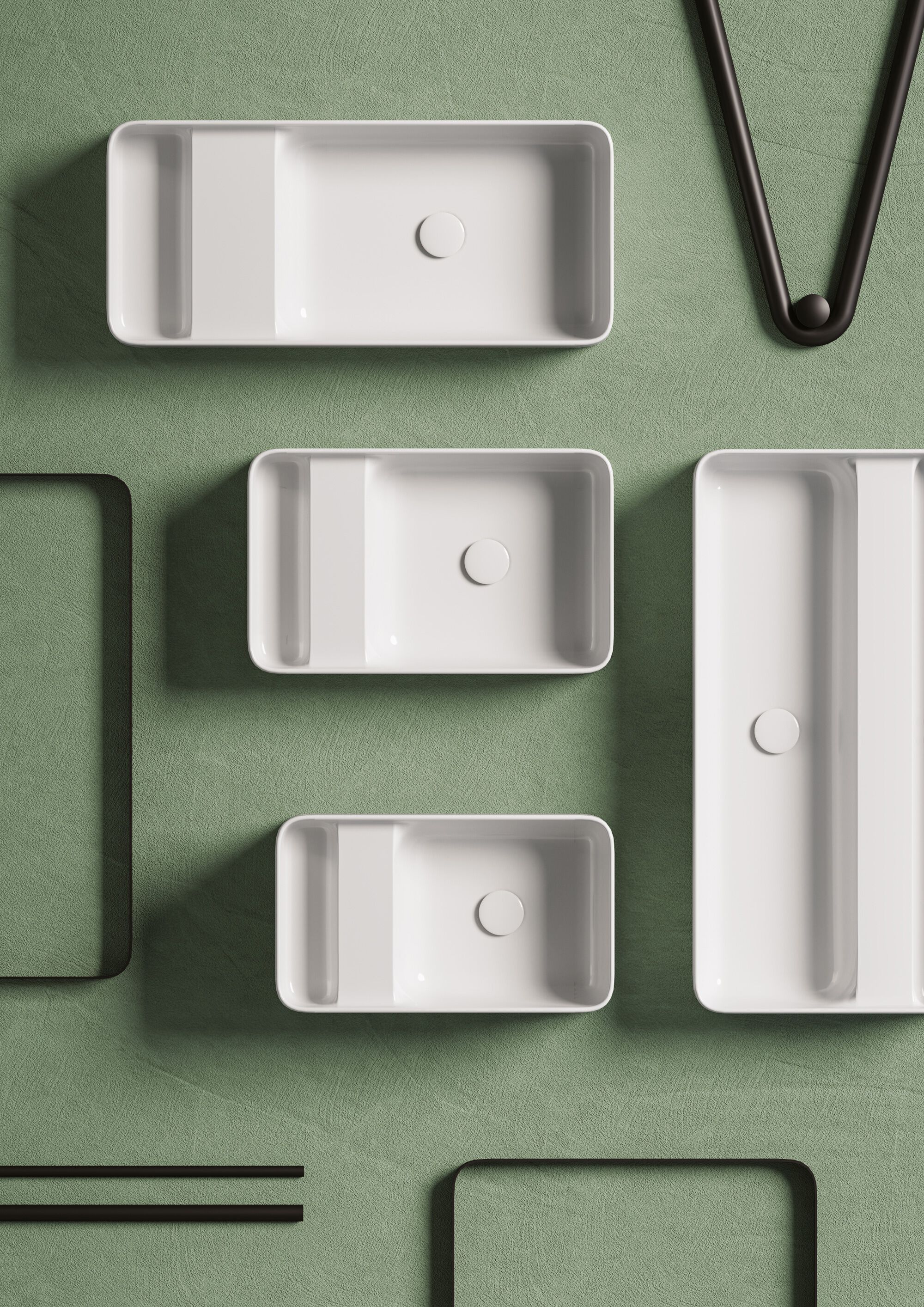 Керамическая столешница прямоугольная раковина ArtCeram Brooklyn ARCH-00010438 - Вид №1