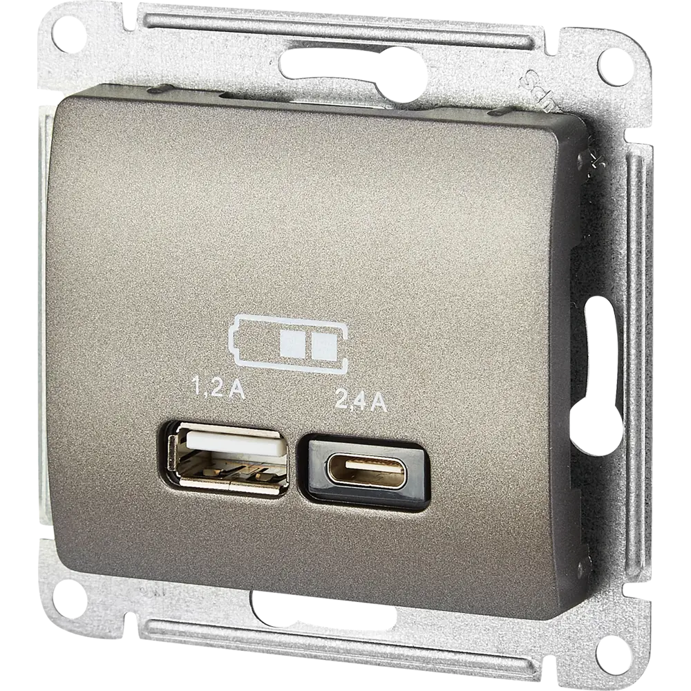 Розетка USB A+С встраиваемая Systeme Electric Glossa цвет графит STLM-2042636 - Вид №1