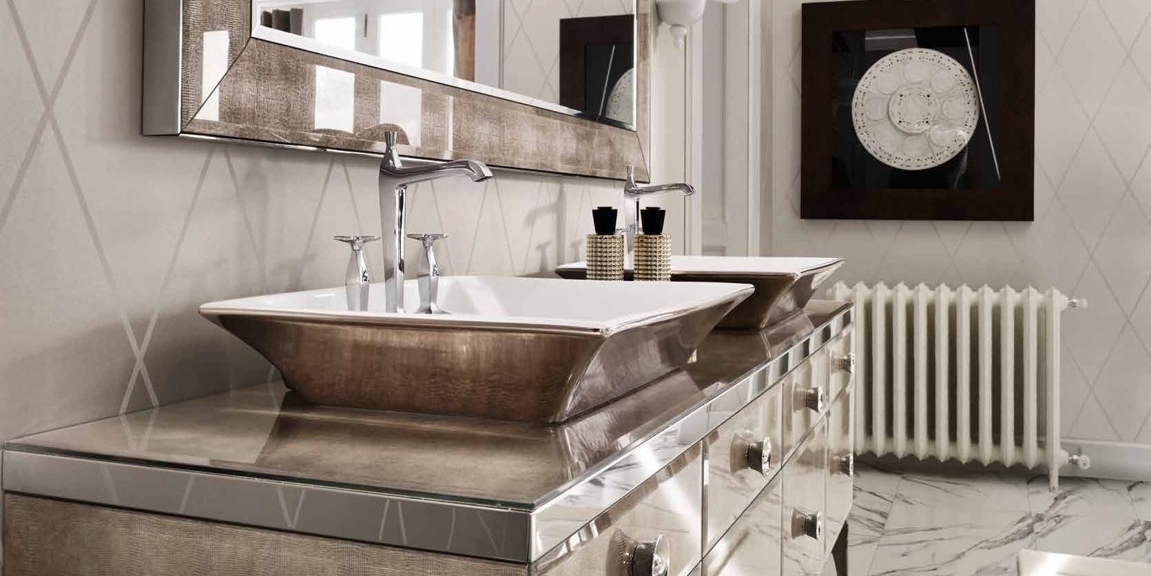 Комбинация ванной комнаты M02 в отделке Alligator gold MILLDUE MAJESTIC MAJESTIC02 - Вид №1