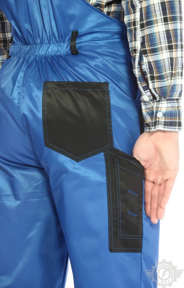 61472 Полукомбинезон "Мастер" василек-черный  Летняя спецодежда  размер 48-50/182-188  - Вид №8