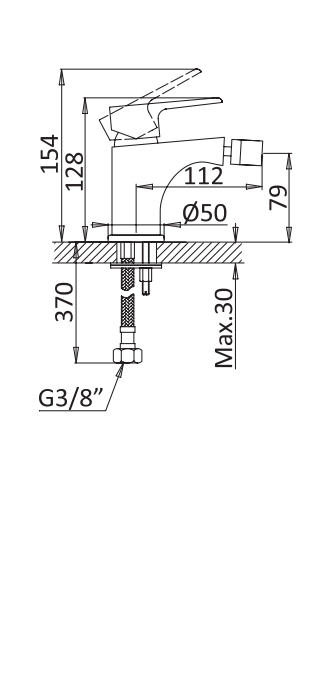 Смеситель на биде однорычажный, без донного клапана CEZARES NAUTIC-BS1-01-W0 - Вид №1