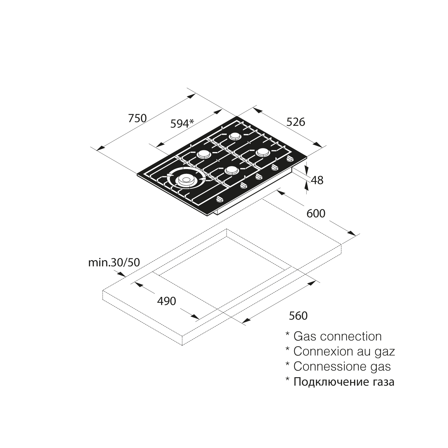 5485174 Газовая варочная поверхность Asko HG1776AB STDN-0104888 - Вид №1