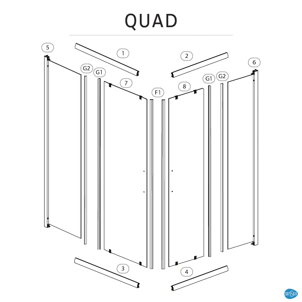 Душевая ширма Sensea Quad прямоугольный 80х120 см хромированный профиль прозрачное стекло раздвижной Без серии STLM-2086296 - Вид №4
