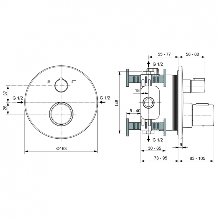 A7573AA Промо комплект "ВСЕ для встройки ALL IN ONE" Ideal Standard CERATHERM T100  - Вид №12