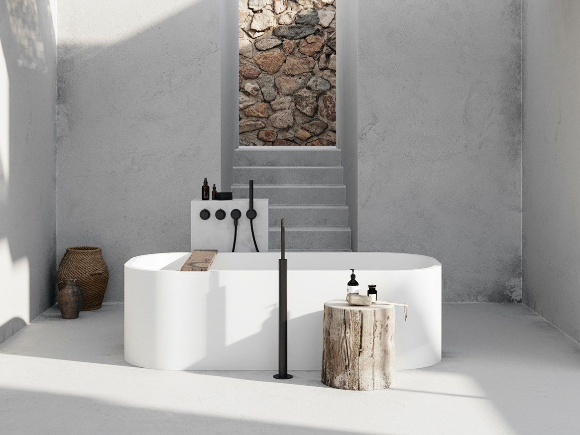 Овальная ванна в центре комнаты в твердой поверхности COCOON Piet Boon ARCH-00144532