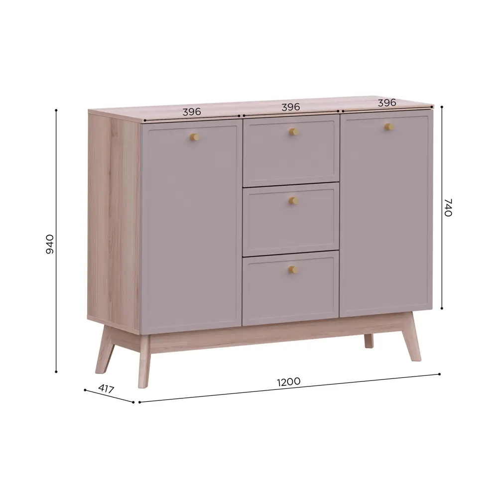 Комод KONSENSA Амьен 3 ящика 120x94x41.7 см ЛДСП цвет бежевый Лион STLM-2106596 - Вид №9