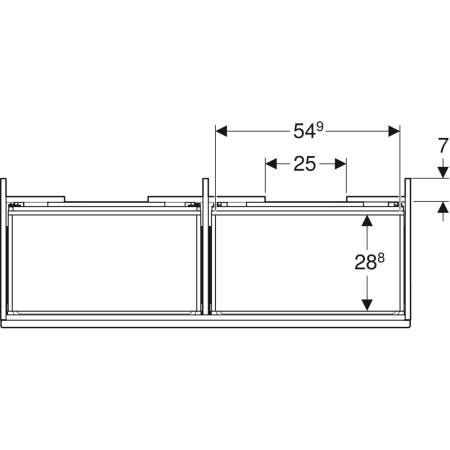 501.912.01.1 Шкафчик для двойной раковины Geberit Renova Plan, с двумя выдвижными ящиками и двумя внутренними выдвижными ящиками Geberit  - Вид №2