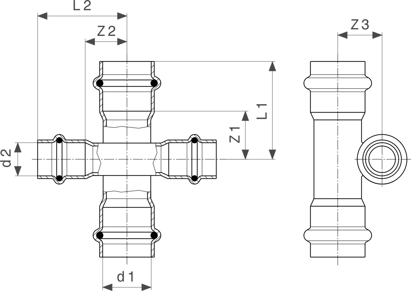 601 157 Модель 1148 Трубопроводные системы  Prestabo  Линейный коллектор, крестовины Santreyd  - Вид №3