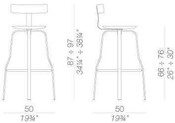 Lapalma Высокий табурет из стали и дерева со спинкой Giro 106s - Вид №3