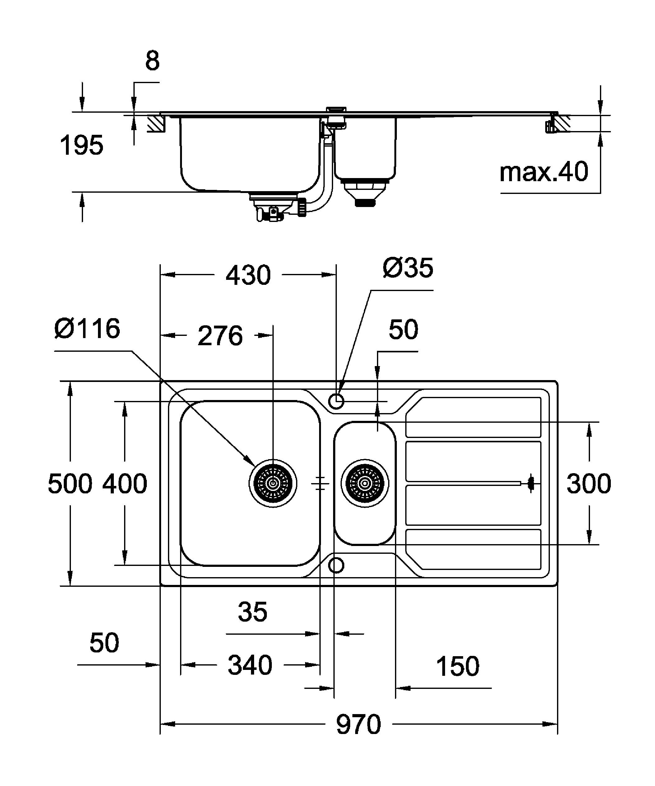 31572SD0 Мойка кухонная овальная Grohe K500 - Вид №1