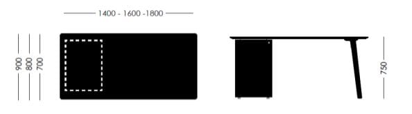 Деревянный прямоугольный стол с ящиками Sellex Fly ARCH-00144587 - Вид №2