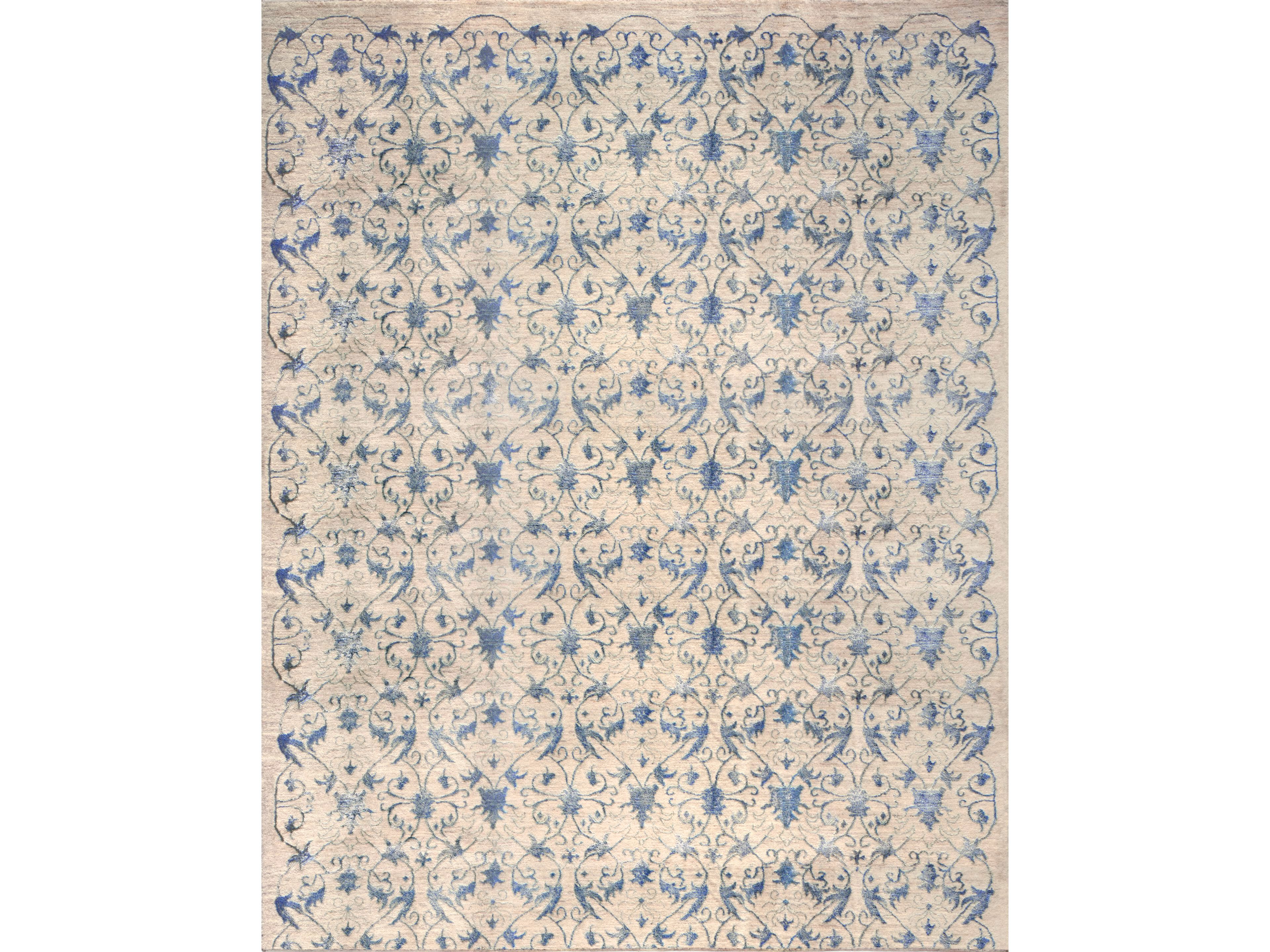 Ковер с прямоугольным рисунком из шерсти и шелка Zollanvari Isfahan Celadon-дизайнер ARCH-00089124