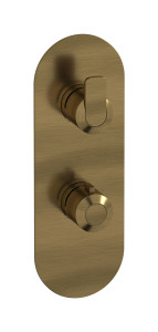 Внешняя часть термостатического двухходового переключателя, круглая пластина, вертикальная, ручка C-67 WE ARE IB eua612mbnc6 Modern Bronze Aqua