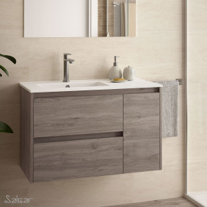 85057 SALGAR Мебель для умывальника NOJA 855 ETERNITY OAK + Раковина Робл Вечность