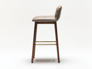 Кожаный и Ясеневый барный стул со спинкой