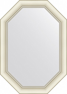 BY 7433 Зеркало в багетной раме - белый с серебром 60 mm EVOFORM Octagon