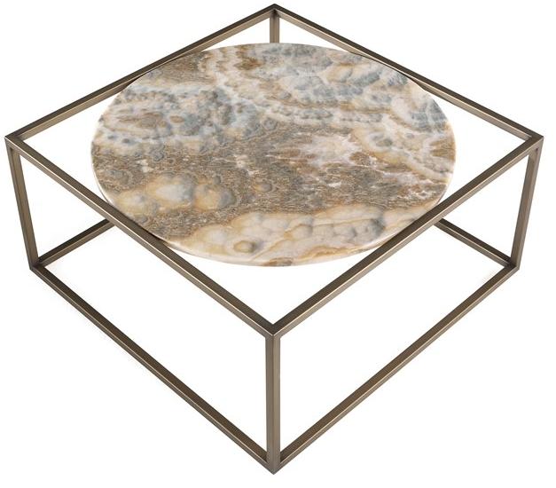 Gianfranco Ferré Home Низкий квадратный журнальный столик из оникса и металла sun-id-1420152 - Вид №4