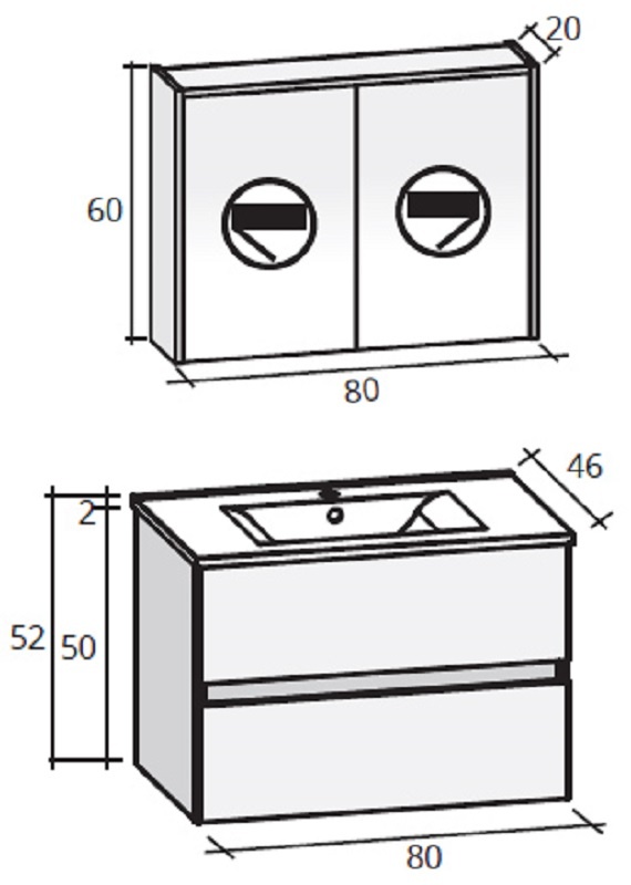 FPO080DP0S27 Комплект мебели Riho Porto Santreyd - Вид №2