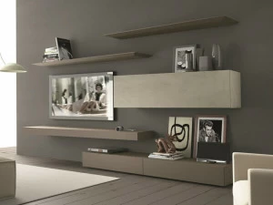 Presotto Настенная модульная оборудованная стенка с подставкой под телевизор Inclinart ecomalta®