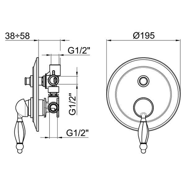 AL860101065 Смеситель для ванны и душа Webert Alexandra - Вид №1