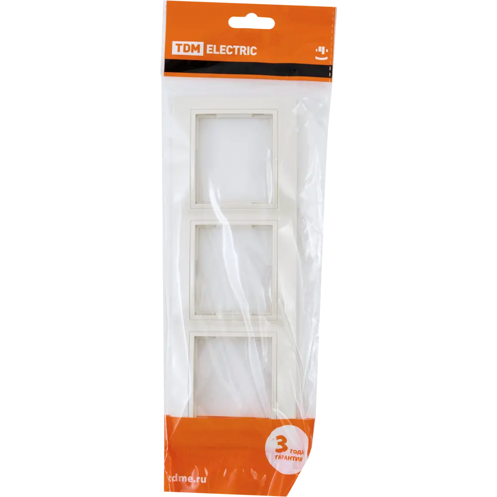 TDM ELECTRIC Рамка горизонтальная для розеток и выключателей бежевая на 3 поста 85591190 Таймыр STLM-0064416 - Вид №4