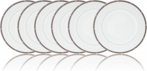 10665338 Noritake Набор из 6 тарелок обеденных Noritake "Рочель,платиновый кант" 27см Фарфор костяной