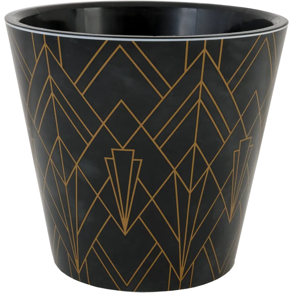 Горшок цветочный Ingreen London ø20 h18.3 см v4 л пластик чёрное золото Фиджи декор STLM-2007648