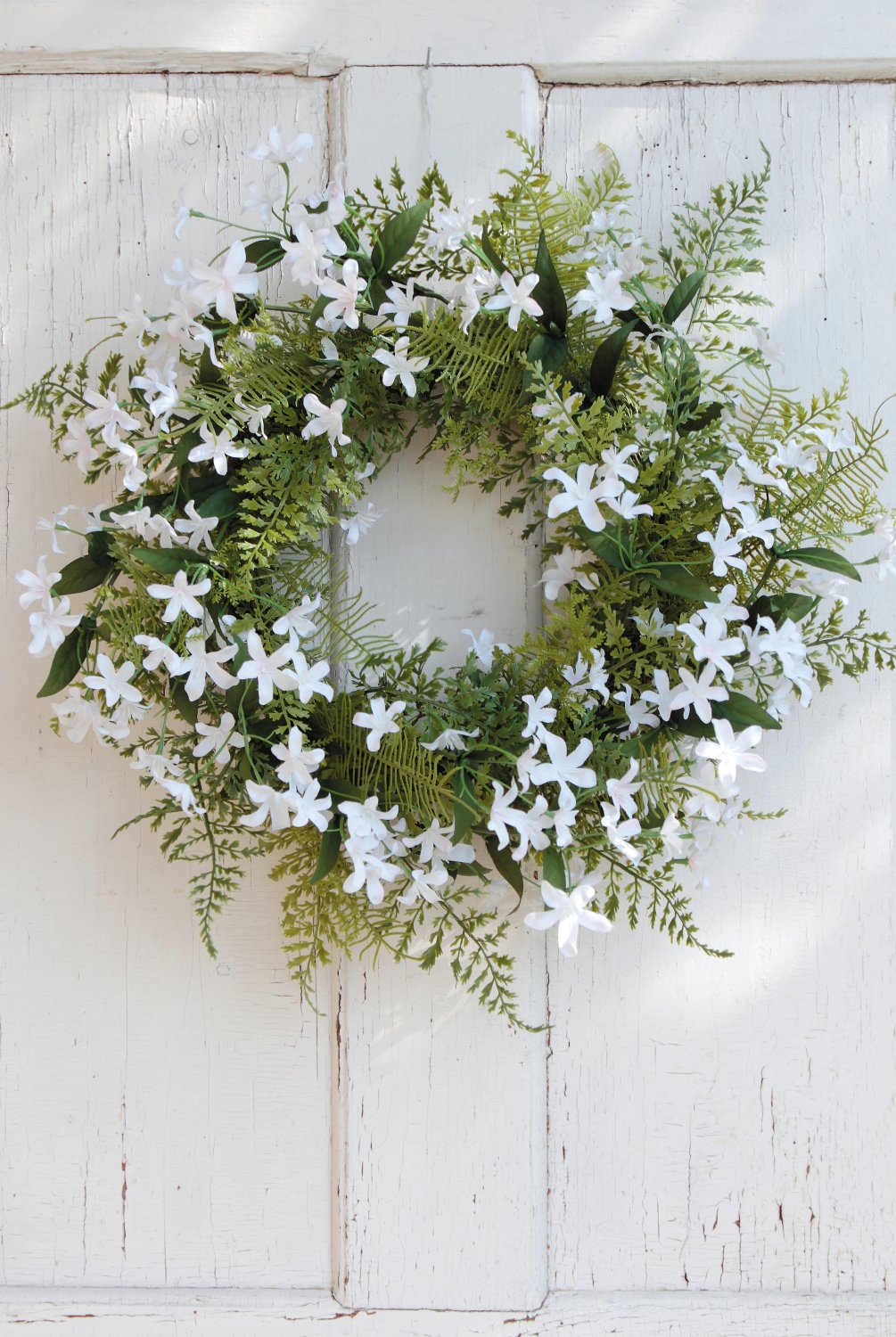 3105 705 a3 Искусственный венок 'жасмин / папоротник', Ø 45 см, бело-розовый H-andreas  - Вид №1