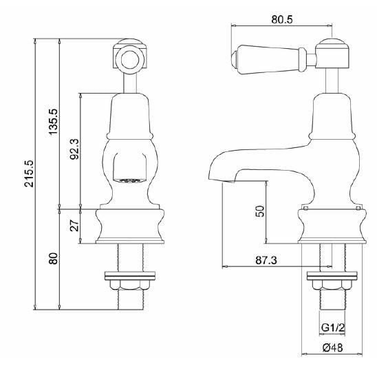 Смеситель для раковины с 2 отверстиями Burlington KENSINGTON REGENT ARCH-00079197 - Вид №3