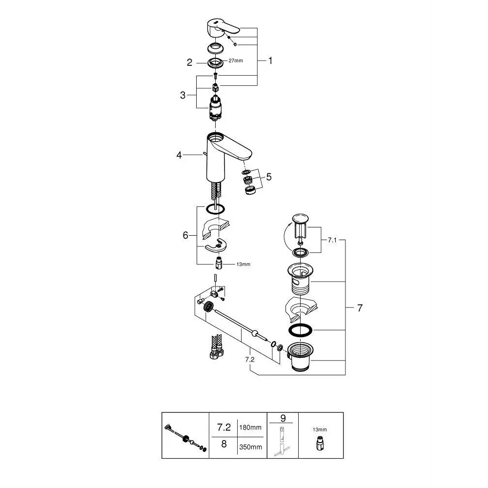 Смеситель для раковины Grohe Startclova M однорычажный цвет хром 82312202 STLM-2163276 - Вид №15